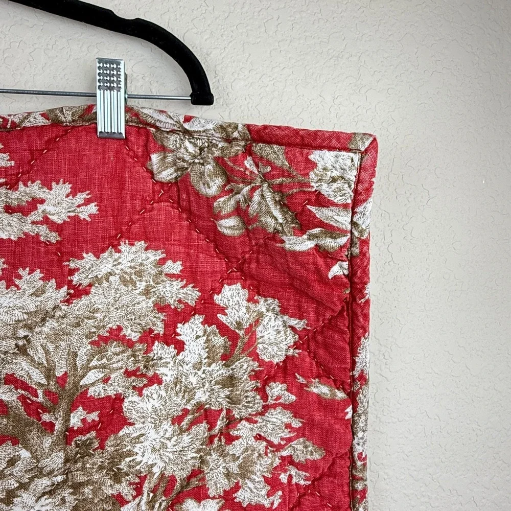 Vtg Pottery Barn Standard Red Martine Toile Quilted Linen/Cotton Sham 1 piece